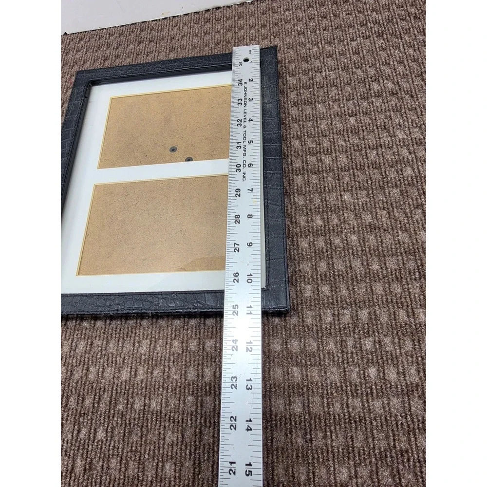 Frames & Moore 8x10 Black Crocodile Leather Double 4x6 Photo Frame HRB14853